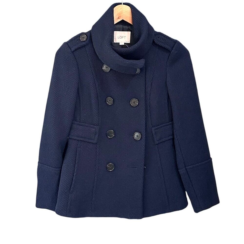 NWT LOFT Navy double breasted  jacket size XXS